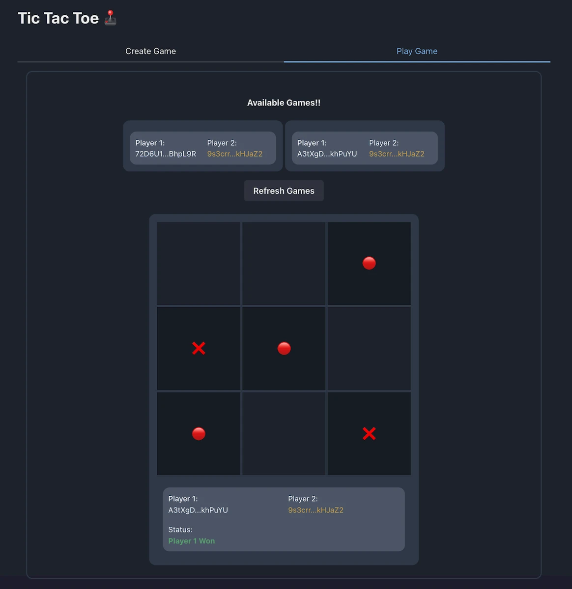 Tic Tac Toe Board